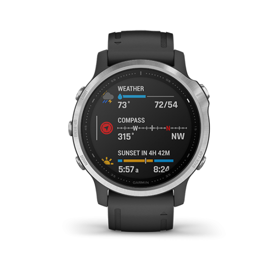 Garmin Fenix 6S Silver with Black Band นาฬิกา GPS มัลติสปอร์ตพรีเมี่ยมขนาดกระทัดรัด Garmin Fenix 6S Silver with Black Band นาฬิกา GPS มัลติสปอร์ตพรีเมี่ยมขนาดกระทัดรัด