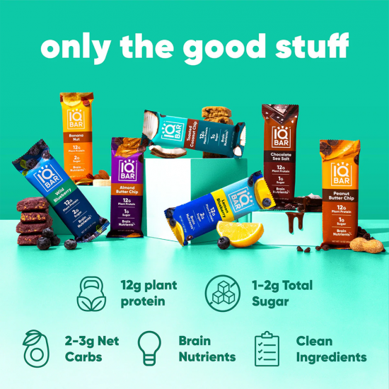 IQBAR Brain and Body Plant Protein Bars (7 Bar Sampler) โปรตีนบาร์จากพืช เสริมสมองและร่างกาย IQBAR Brain and Body Plant Protein Bars (7 Bar Sampler) โปรตีนบาร์จากพืช เสริมสมองและร่างกาย