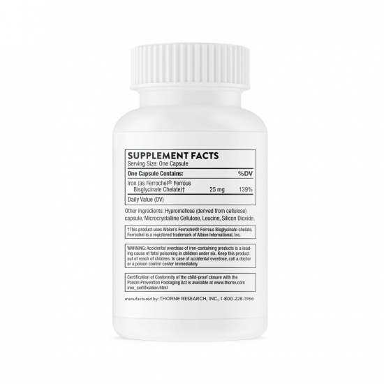 THORNE Iron Bisglycinate ธาตุเหล็กดูดซึมสูง สำหรับนักกีฬา THORNE Iron Bisglycinate ธาตุเหล็กดูดซึมสูง สำหรับนักกีฬา