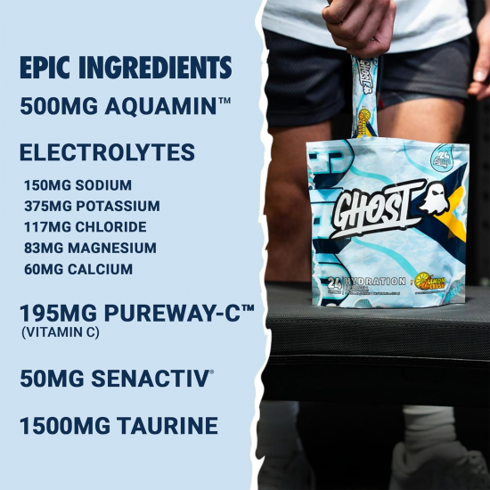 GHOST Hydration Packets (24 Sticks) เกลือแร่ เติมความสดชื่นและฟื้นฟูร่างกายหลังออกกำลังกาย