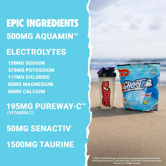 GHOST Hydration Packets (24 Sticks) เกลือแร่ เติมความสดชื่นและฟื้นฟูร่างกายหลังออกกำลังกาย