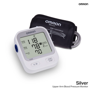 OMRON Silver Upper-Arm Blood Pressure Monitor เครื่องวัดความดันโลหิต จอใหญ่ เชื่อมต่อบลูทูธ OMRON Silver Upper-Arm Blood Pressure Monitor เครื่องวัดความดันโลหิต จอใหญ่ เชื่อมต่อบลูทูธ
