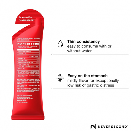 Neversecond C30+ Energy Gel + Caffeine (Never2) 12-Count Pack เจลให้พลังงานคาเฟอีน เตรียมพร้อมให้ความกระปรี้กระเปร่า Neversecond C30+ Energy Gel + Caffeine (Never2) 12-Count Pack เจลให้พลังงานคาเฟอีน เตรียมพร้อมให้ความกระปรี้กระเปร่า