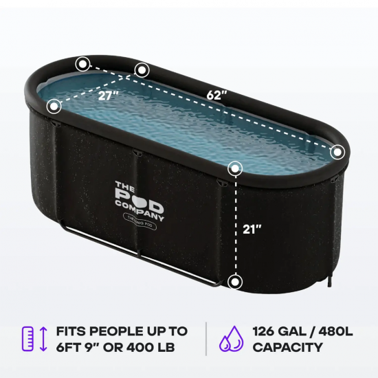 The Pod Company - Long Pod - Extra-Large Portable Ice Bath Tub อ่างน้ำเย็นใหญ่พิเศษ (126 แกลลอน) 