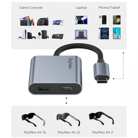 RayNeo USB-C to Glasses Charging Adapter ชาร์จ & ส่งภาพ พร้อมใช้งานทันที